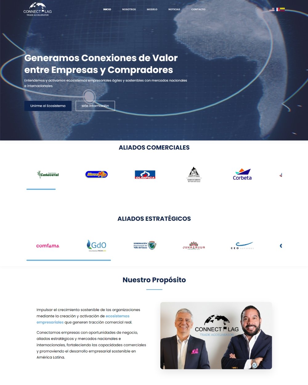 Página web corporativa ConnectFlag por CaliPro Digital