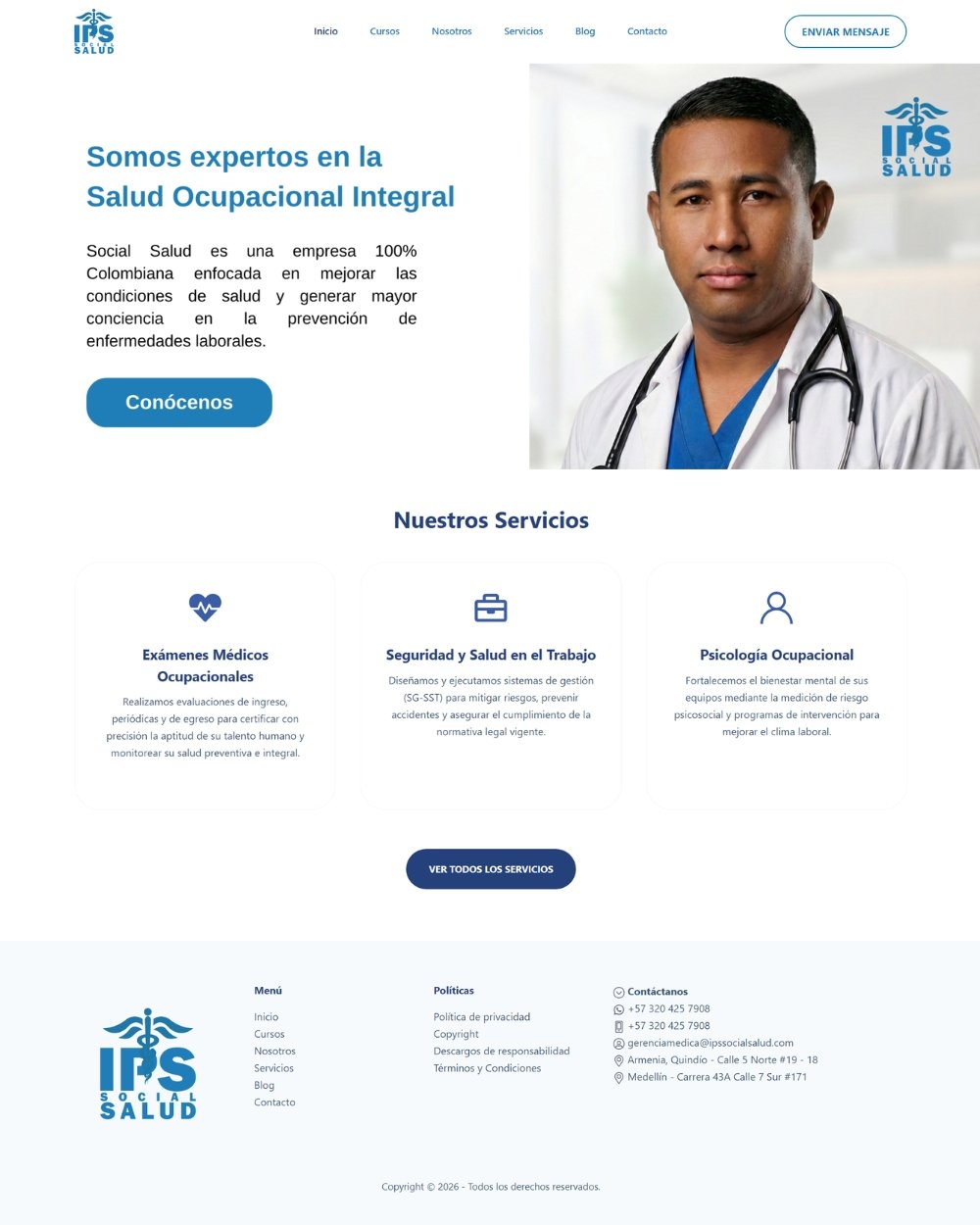 Portal web IPS Social Salud desarrollado por CaliPro Digital